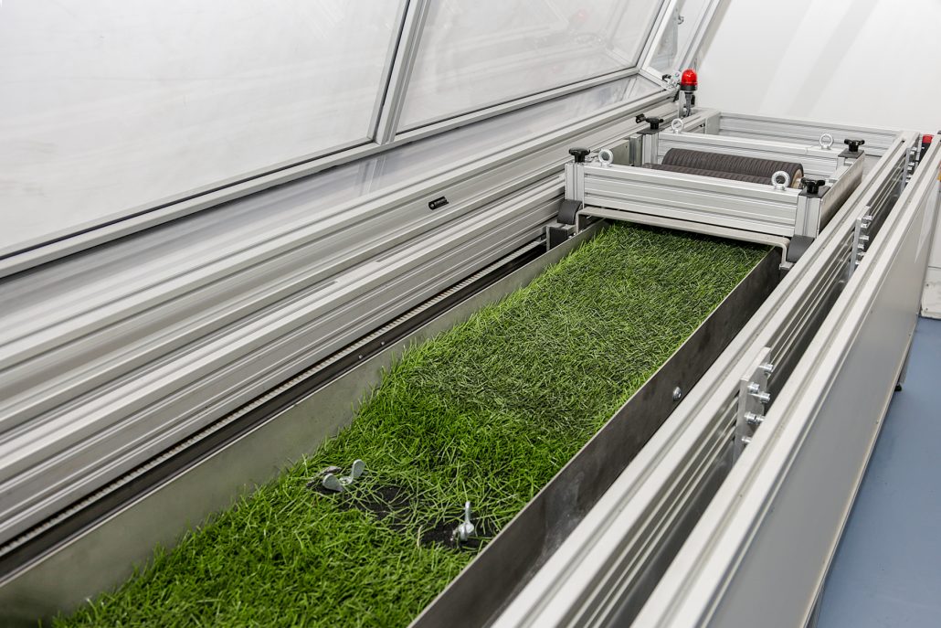 The EN lisport machine is used to certify artificial grass products to EN standards. It is also the equipment used to simulate artificial wear when testing to the FIH Quality Programme
